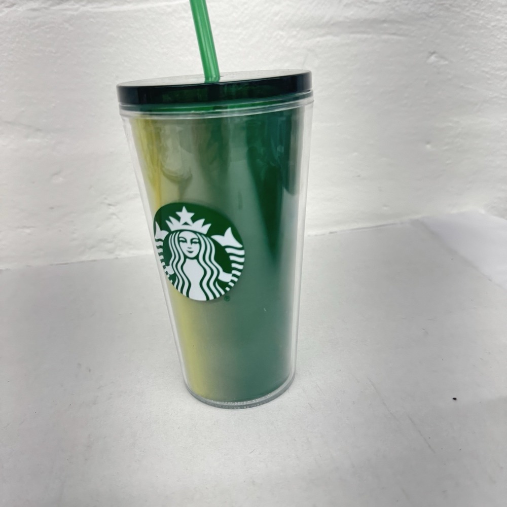 Starbucks Reusable Tumbler Green Gold‎ Cold Cup w/ Straw 16oz 2021 Plastic - Picture 2 of 6